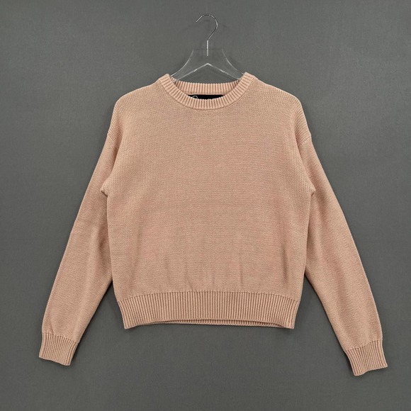 Parrish LA Sweaters - PARRISH LA Sweater Womens Small Light Pink Bruna Cotton Crew Neck Long Sleeve